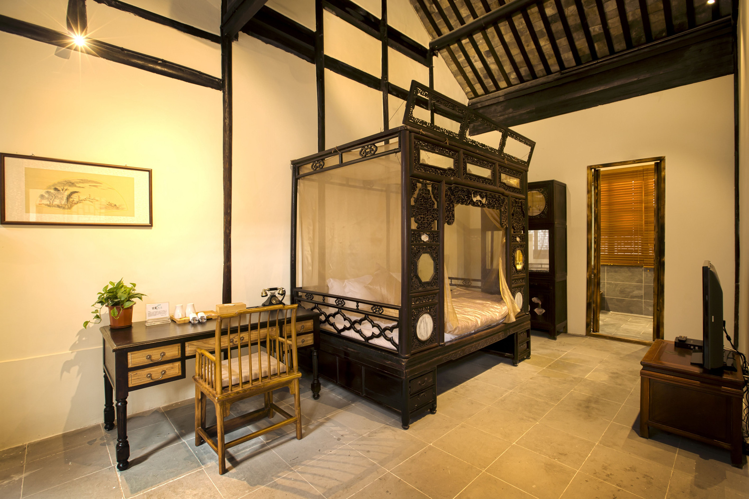 独栋·两卧一厅江南庭院-3（绝美雕花床+园林小院+民国会客厅）