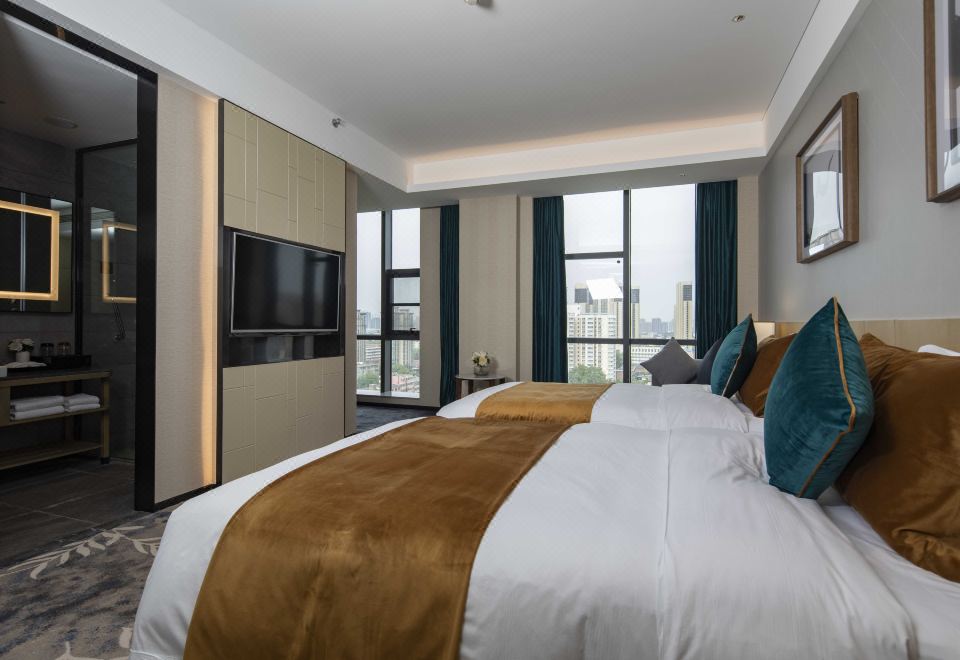 豪華雙床房（應天門城景+80支貢緞床品+金可兒床墊）