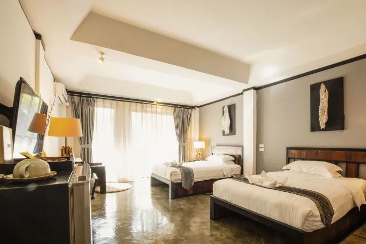 ห้องพักแฝดวิวสวนพร้อมระเบียง