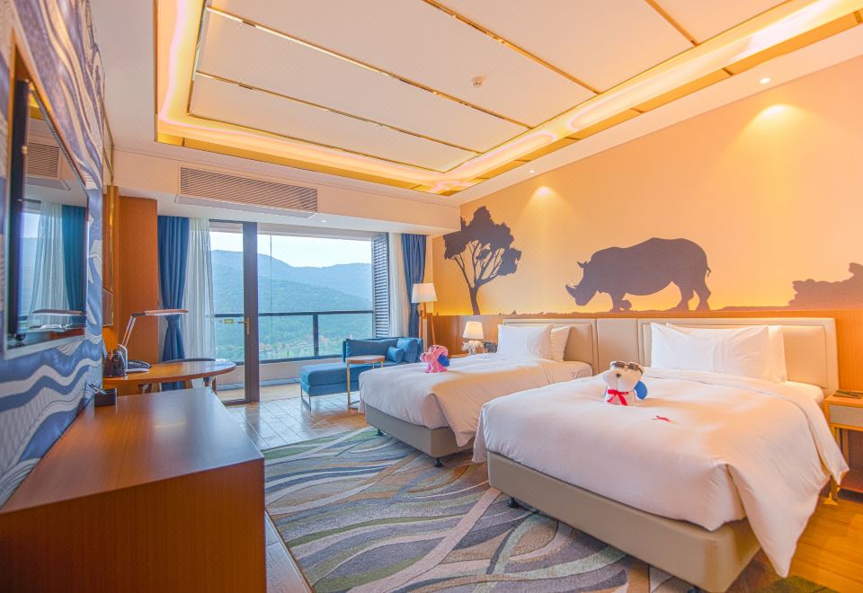 動物景觀雙床房（房間直麪動物園）