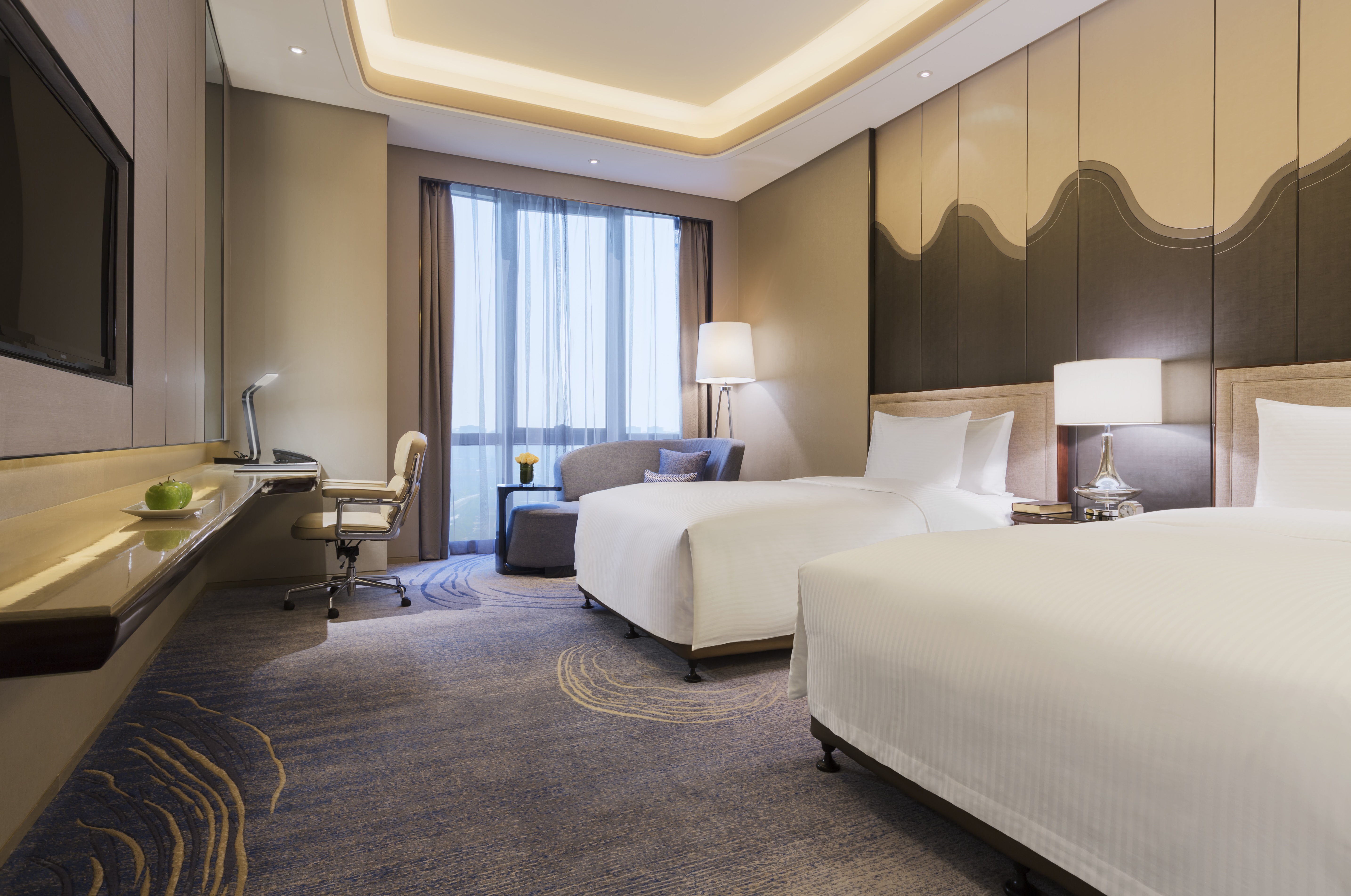 豪华双床房（全景落地窗+斯林百兰床垫+Acca Kappa洗护）