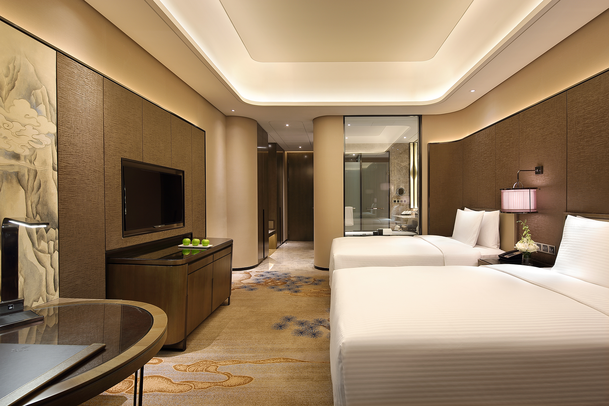 Wanda Realm Tai'an豪华行政双床房（欢乐时光+俯瞰城市美景+独立浴缸）