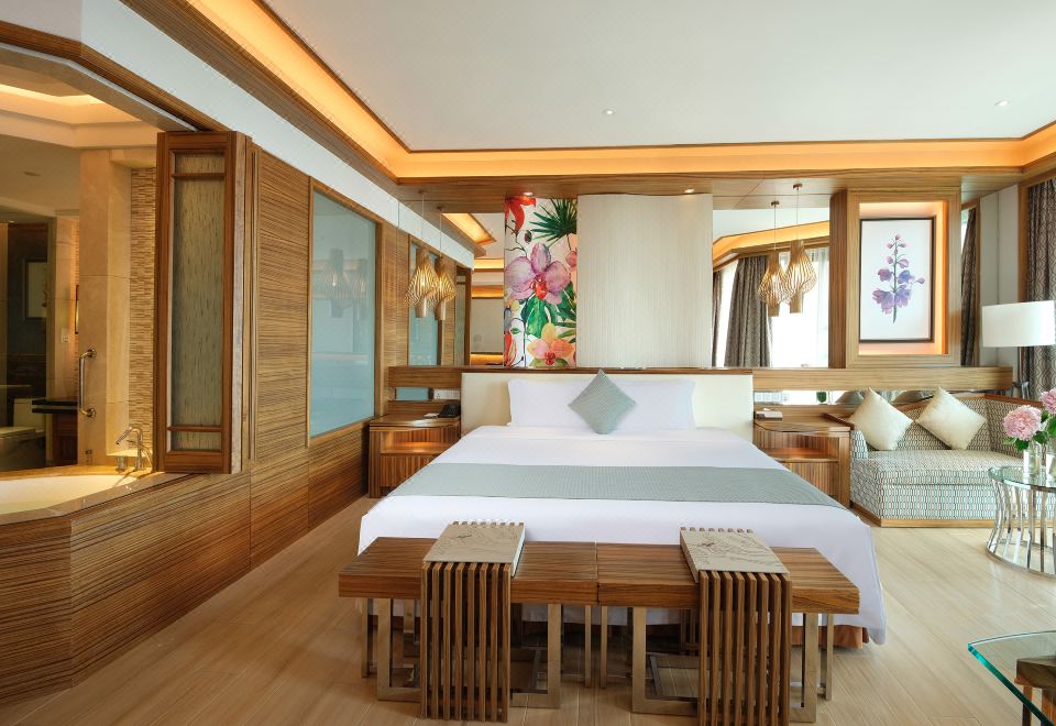 山景温泉大床房-私家泡池-认证温泉水入房-景观阳台-独立浴缸