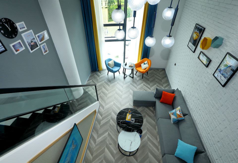 自由境·loft城景雙大床套房【獨立洗衣機+廚房+冰箱】