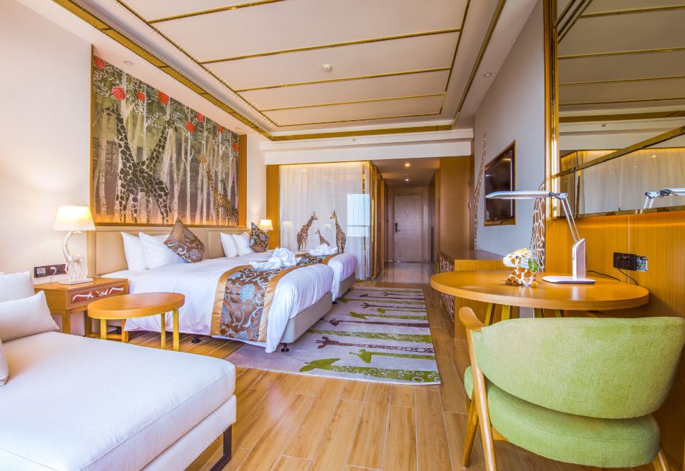 動物景觀雙床房（房間直麪動物園）