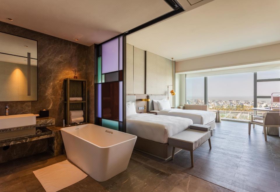 商务海景双床房（180度全落地窗看海景日出）