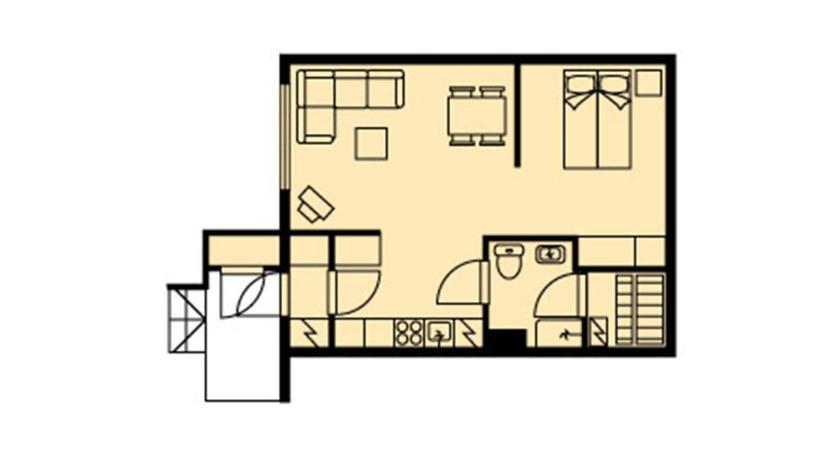 一卧室公寓 - 带桑拿浴室