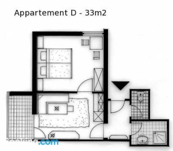 一卧室公寓（带阳台）