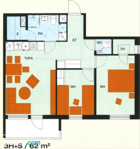 两卧室公寓 - 带桑拿浴室