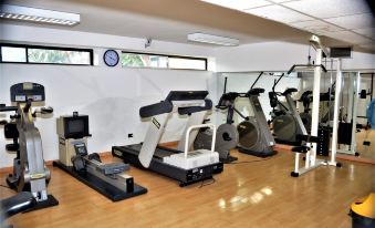 a well - equipped gym with various exercise equipment , including treadmills , stationary bikes , and weight machines at Park Hotel