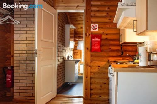 带木质桑拿的小木屋