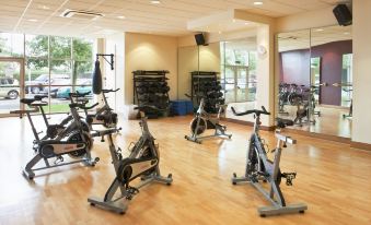 a well - equipped gym with a variety of exercise equipment , such as treadmills , stationary bikes , and weight machines at Holiday Inn Aylesbury